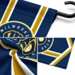 Milwaukee Brewers Garden Flag Personalized Chevron Stripes Navy Blue Best Selling