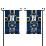 Milwaukee Brewers Garden Flag Personalized Circle Medallion Navy Blue Best Selling