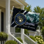 Milwaukee Brewers House Flag Custom Diagonal Stripes Navy Blue Best Selling