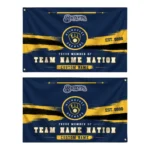Milwaukee Brewers House Flag Personalized Brushed Streaks Navy Blue Best Selling