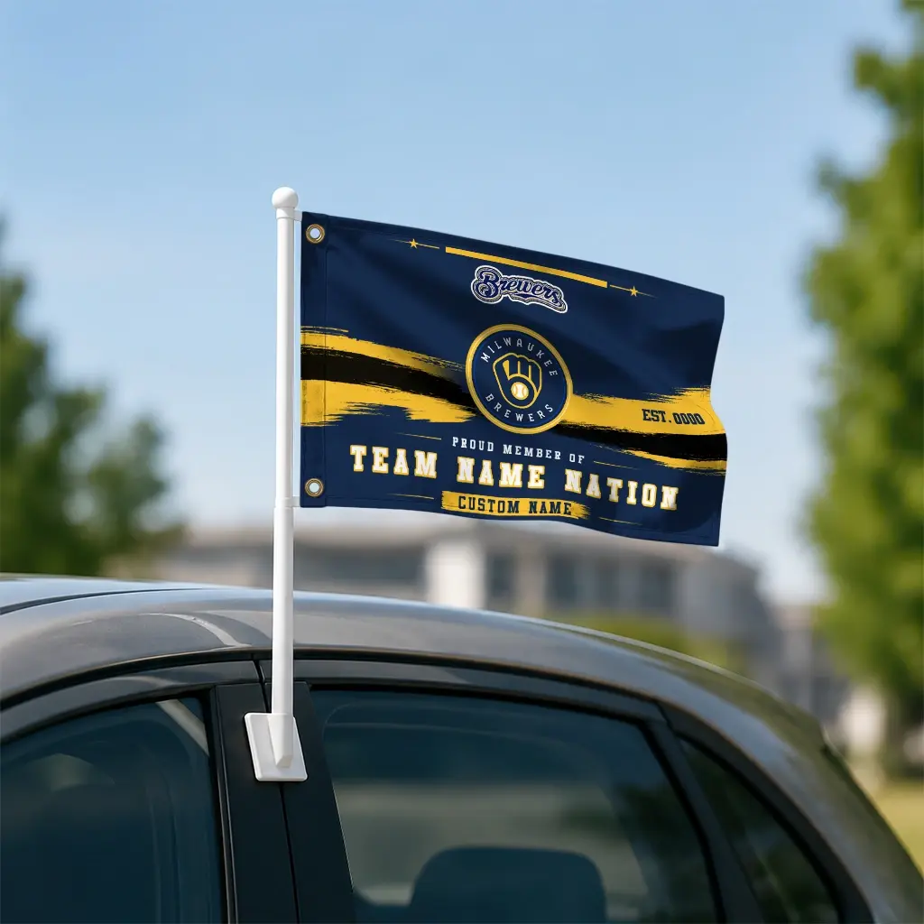 Milwaukee Brewers House Flag Personalized Brushed Streaks Navy Blue Latest Model Milwaukee Brewers House Flag Personalized Brushed Streaks Navy Blue Latest Model