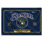 Milwaukee Brewers House Flag Personalized Ornate Border Navy Blue Best Selling