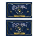 Milwaukee Brewers House Flag Personalized Ornate Border Navy Blue Best Selling