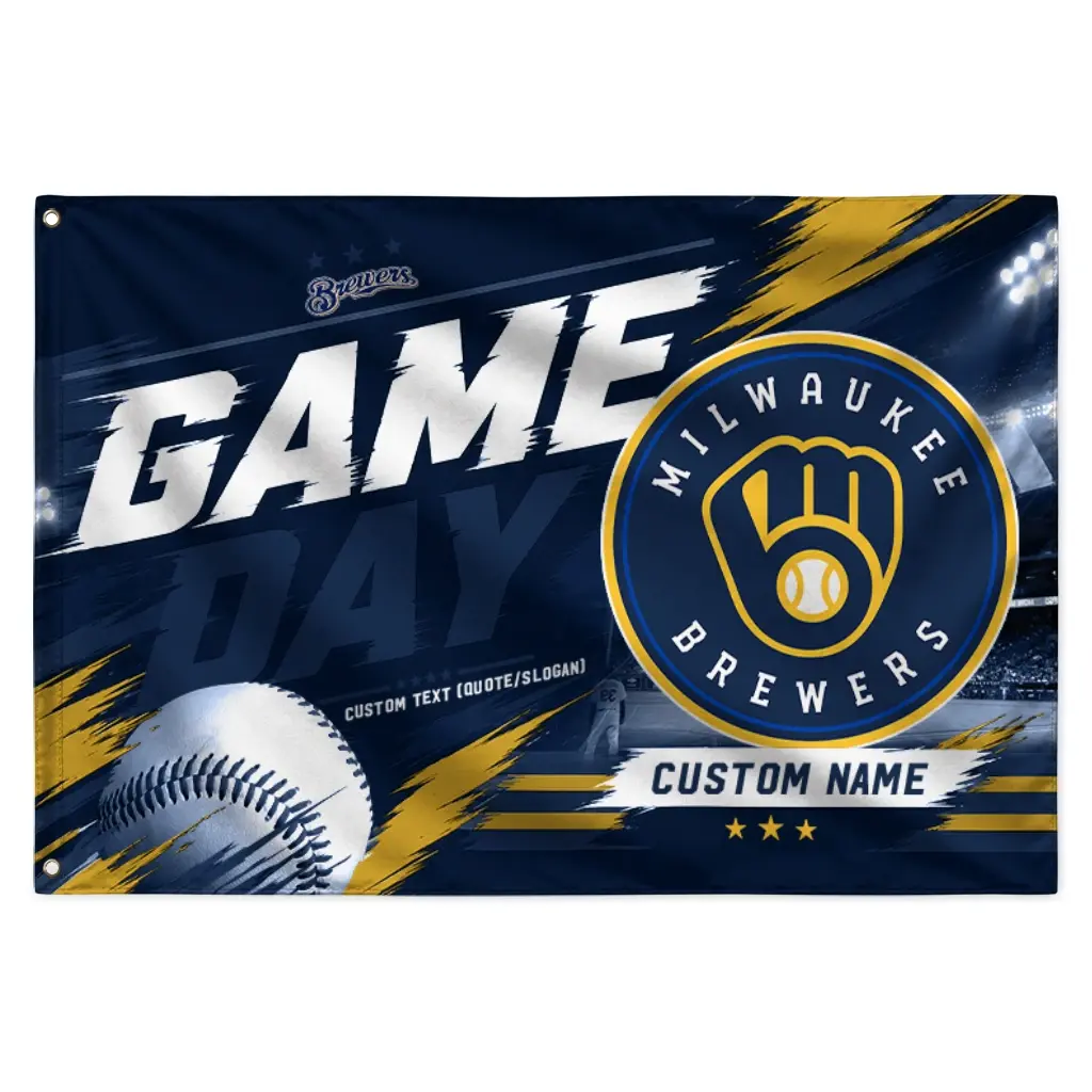 Milwaukee Brewers House Flag Personalized Tech Panels Navy Blue Best Selling Milwaukee Brewers House Flag Personalized Tech Panels Navy Blue Best Selling