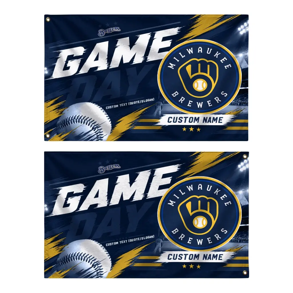 Milwaukee Brewers House Flag Personalized Tech Panels Navy Blue Fashion Forward Milwaukee Brewers House Flag Personalized Tech Panels Navy Blue Fashion Forward