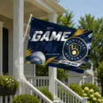Milwaukee Brewers House Flag Personalized Tech Panels Navy Blue Best Selling