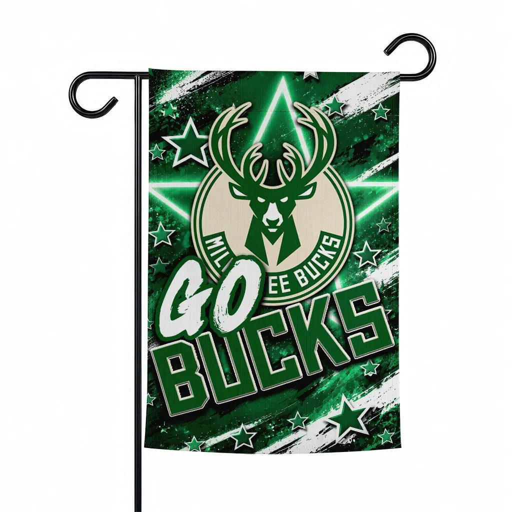 Milwaukee Bucks Garden Flag Custom Glowing Star Green Best Selling Milwaukee Bucks Garden Flag Custom Glowing Star Green Best Selling
