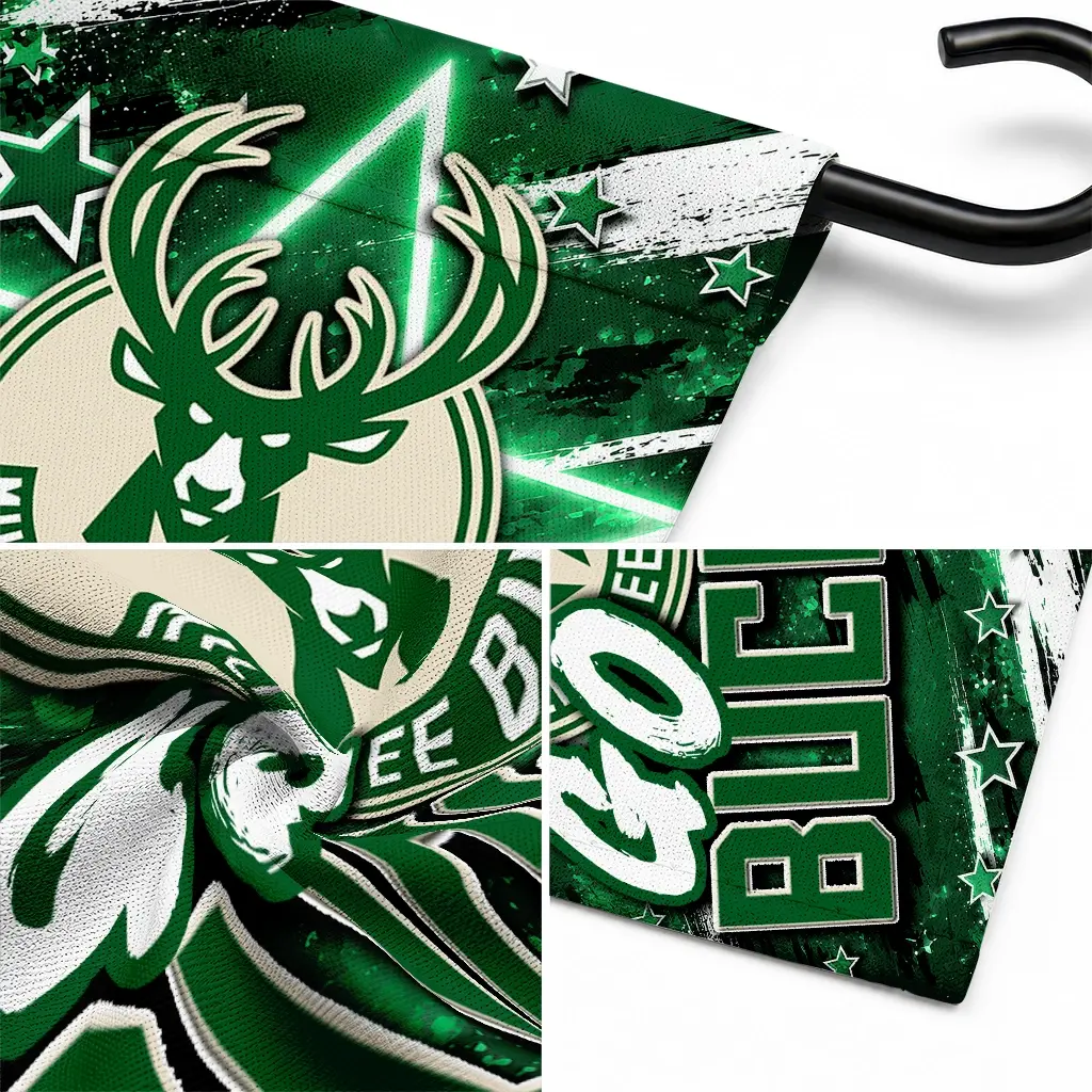 Milwaukee Bucks Garden Flag Custom Glowing Star Green Latest Model Milwaukee Bucks Garden Flag Custom Glowing Star Green Latest Model