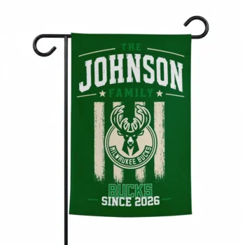 Milwaukee Bucks Garden Flag Customized Distressed Stripes Green Best Selling