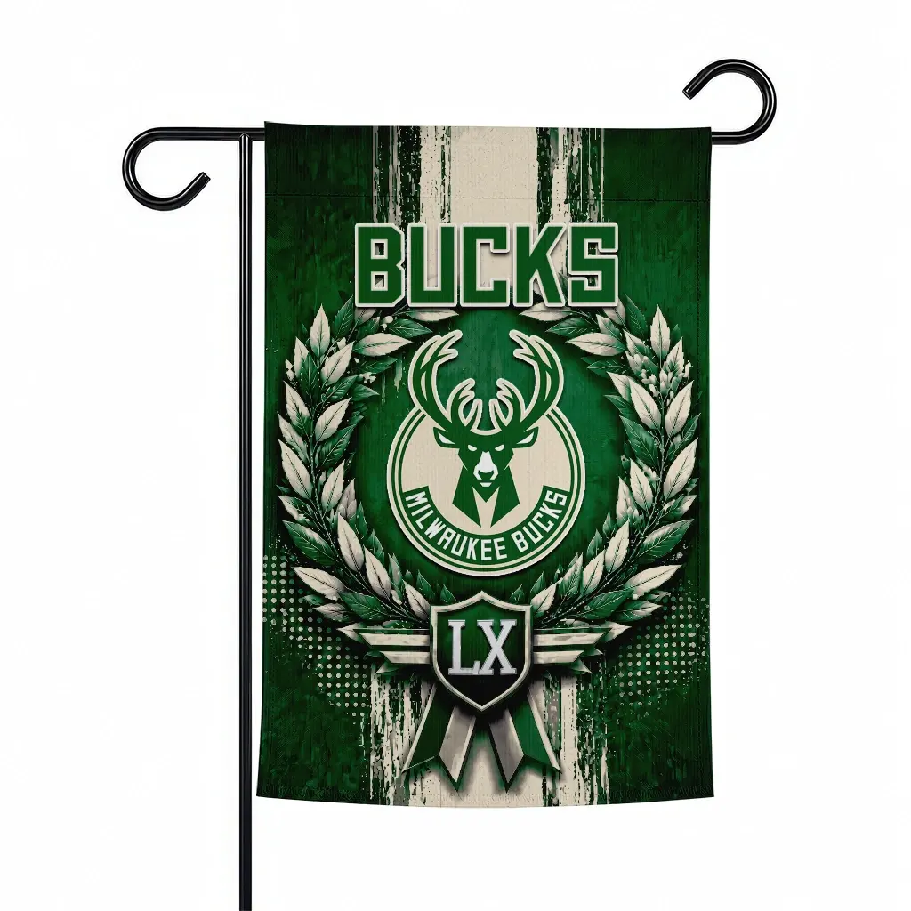 Milwaukee Bucks Garden Flag Customized Laurel Wreath Green Best Selling Milwaukee Bucks Garden Flag Customized Laurel Wreath Green Best Selling