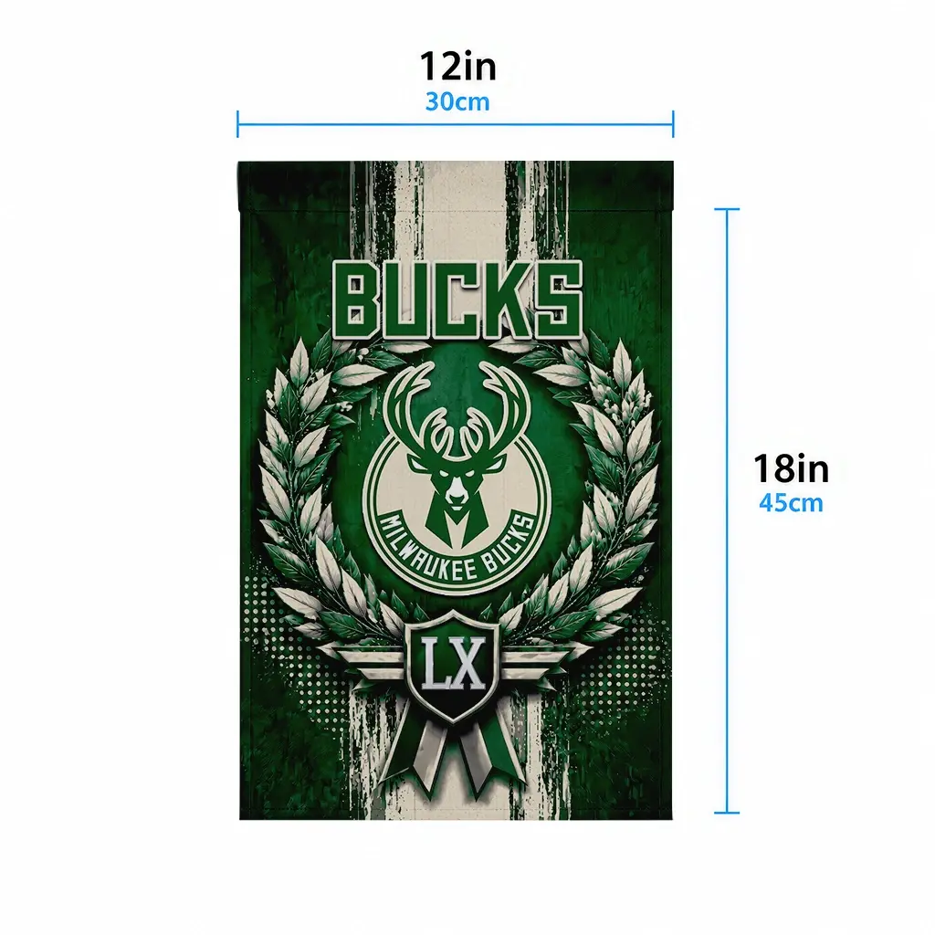 Milwaukee Bucks Garden Flag Customized Laurel Wreath Green High Quality Milwaukee Bucks Garden Flag Customized Laurel Wreath Green High Quality
