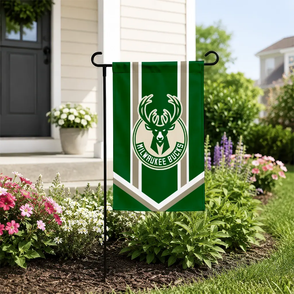Milwaukee Bucks Garden Flag Personalized Chevron Stripes Green New Arrival Milwaukee Bucks Garden Flag Personalized Chevron Stripes Green New Arrival