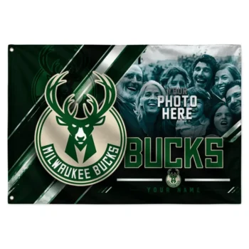 Milwaukee Bucks House Flag Custom Diagonal Stripes Green Best Selling