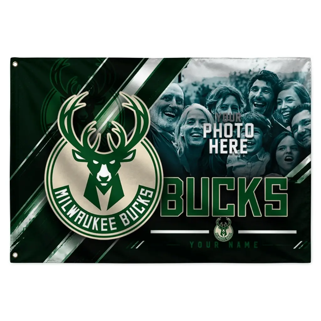 Milwaukee Bucks House Flag Custom Diagonal Stripes Green Best Selling Milwaukee Bucks House Flag Custom Diagonal Stripes Green Best Selling