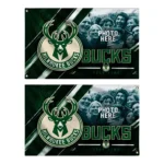 Milwaukee Bucks House Flag Custom Diagonal Stripes Green Best Selling
