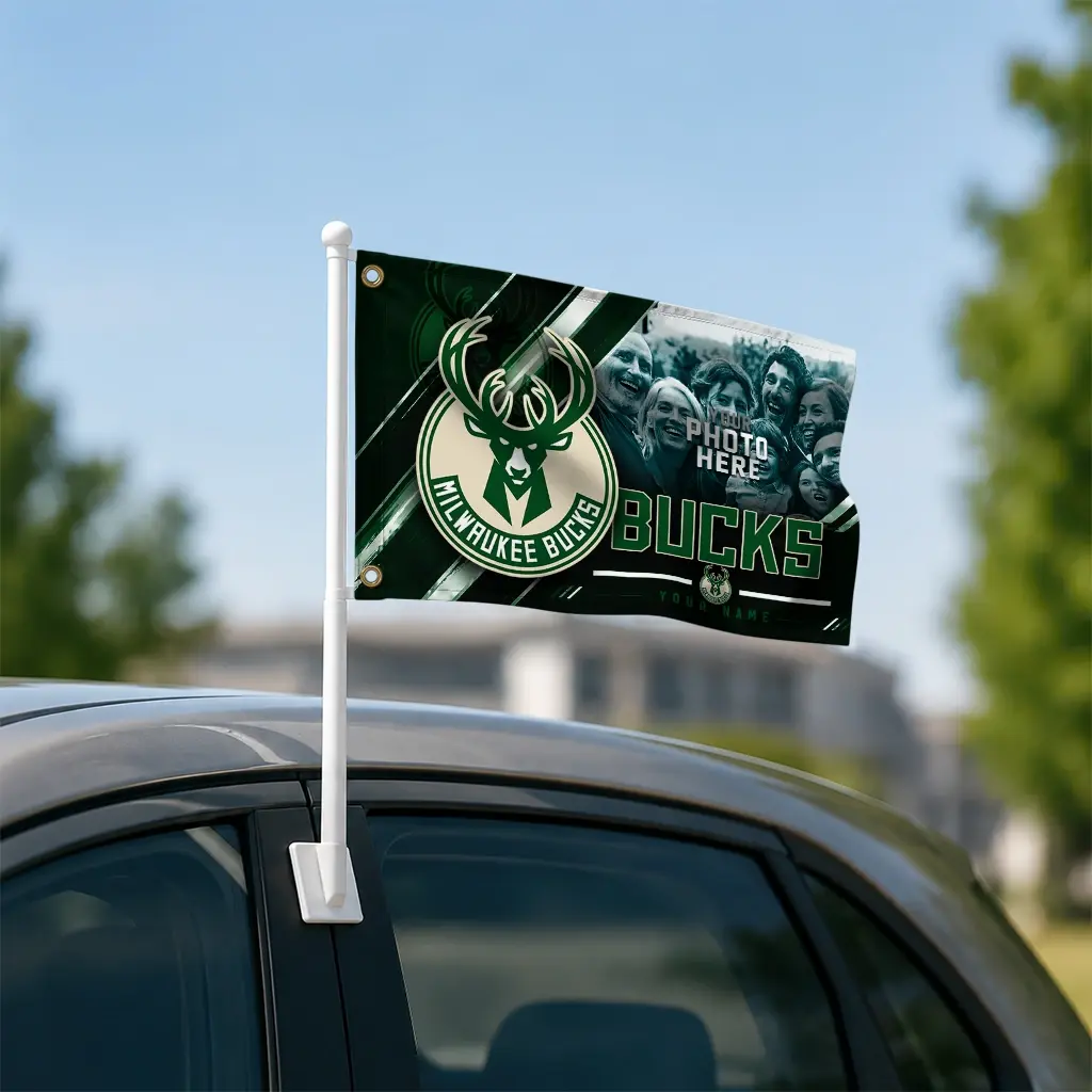 Milwaukee Bucks House Flag Custom Diagonal Stripes Green Latest Model Milwaukee Bucks House Flag Custom Diagonal Stripes Green Latest Model