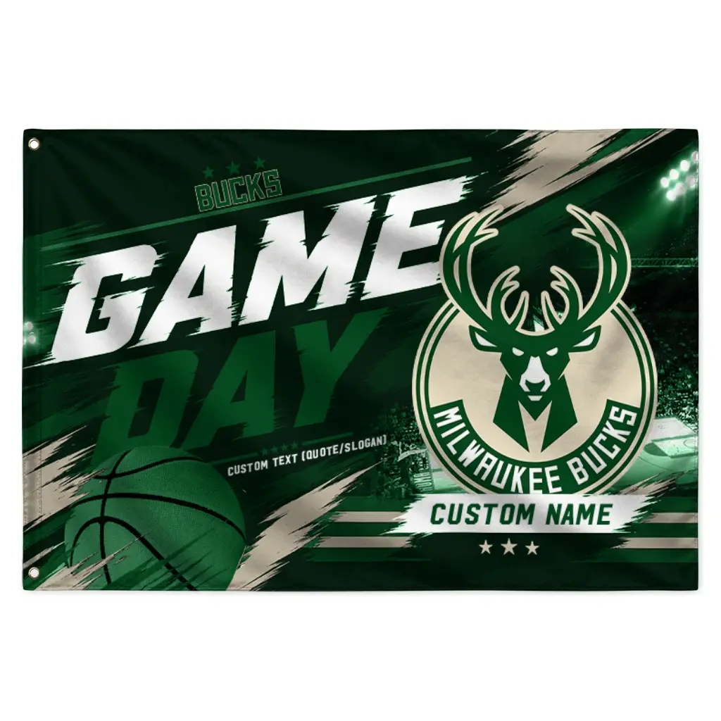 Milwaukee Bucks House Flag Custom Energy Brushstrokes Green Best Selling Milwaukee Bucks House Flag Custom Energy Brushstrokes Green Best Selling