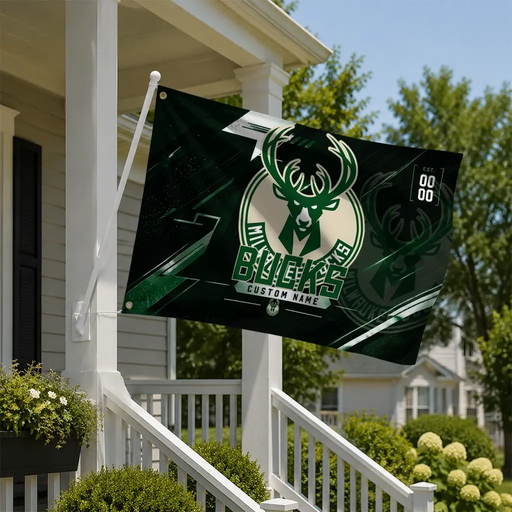 Milwaukee Bucks House Flag Customized Speed Slashes Green New Arrival Milwaukee Bucks House Flag Customized Speed Slashes Green New Arrival