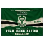 Milwaukee Bucks House Flag Personalized Brushed Streaks Green Best Selling