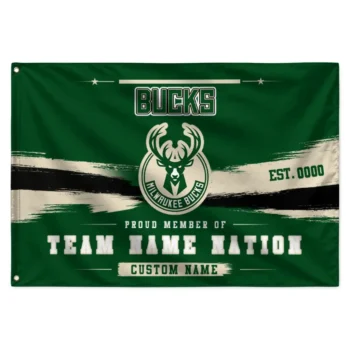 Milwaukee Bucks House Flag Personalized Brushed Streaks Green Best Selling