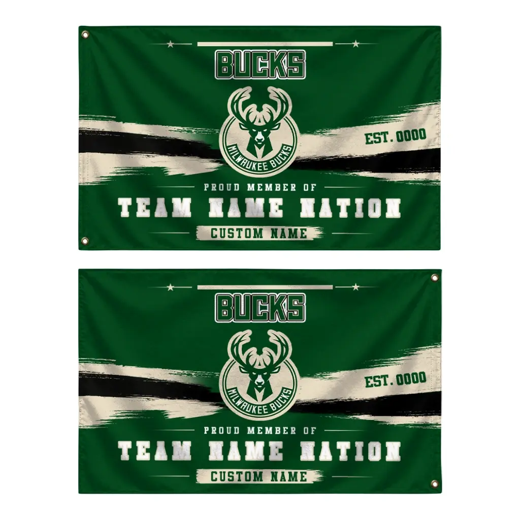 Milwaukee Bucks House Flag Personalized Brushed Streaks Green Fashion Forward Milwaukee Bucks House Flag Personalized Brushed Streaks Green Fashion Forward
