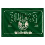Milwaukee Bucks House Flag Personalized Ornate Border Green Best Selling
