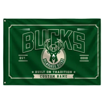 Milwaukee Bucks House Flag Personalized Ornate Border Green Best Selling