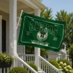 Milwaukee Bucks House Flag Personalized Ornate Border Green Best Selling