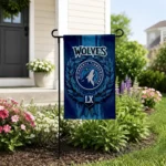 Minnesota Timberwolves Garden Flag Personalized Laurel Wreath Midnight Blue Best Selling