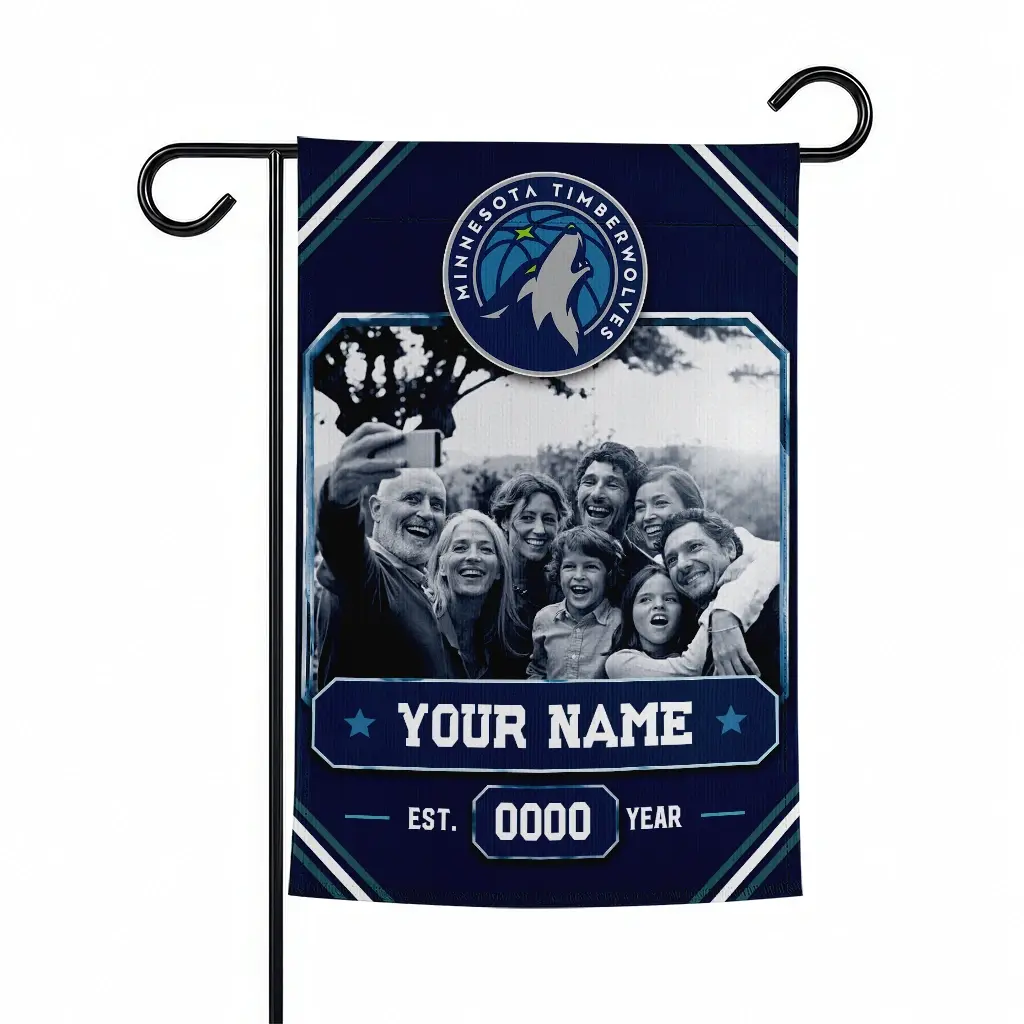 Minnesota Timberwolves Garden Flag Personalized Photo Frame Midnight Blue Best Selling Minnesota Timberwolves Garden Flag Personalized Photo Frame Midnight Blue Best Selling