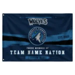 Minnesota Timberwolves House Flag Custom Brushed Streaks Midnight Blue Best Selling