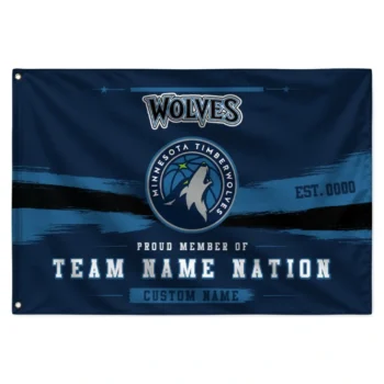 Minnesota Timberwolves House Flag Custom Brushed Streaks Midnight Blue Best Selling