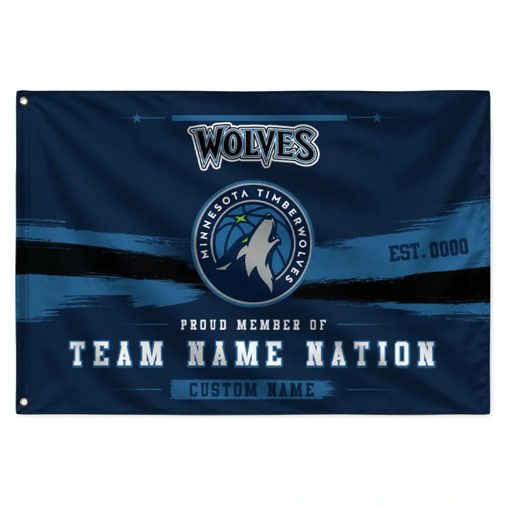 Minnesota Timberwolves House Flag Custom Brushed Streaks Midnight Blue Best Selling Minnesota Timberwolves House Flag Custom Brushed Streaks Midnight Blue Best Selling