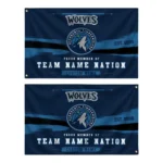 Minnesota Timberwolves House Flag Custom Brushed Streaks Midnight Blue Best Selling