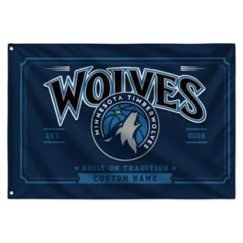 Minnesota Timberwolves House Flag Custom Ornate Border Midnight Blue Best Selling