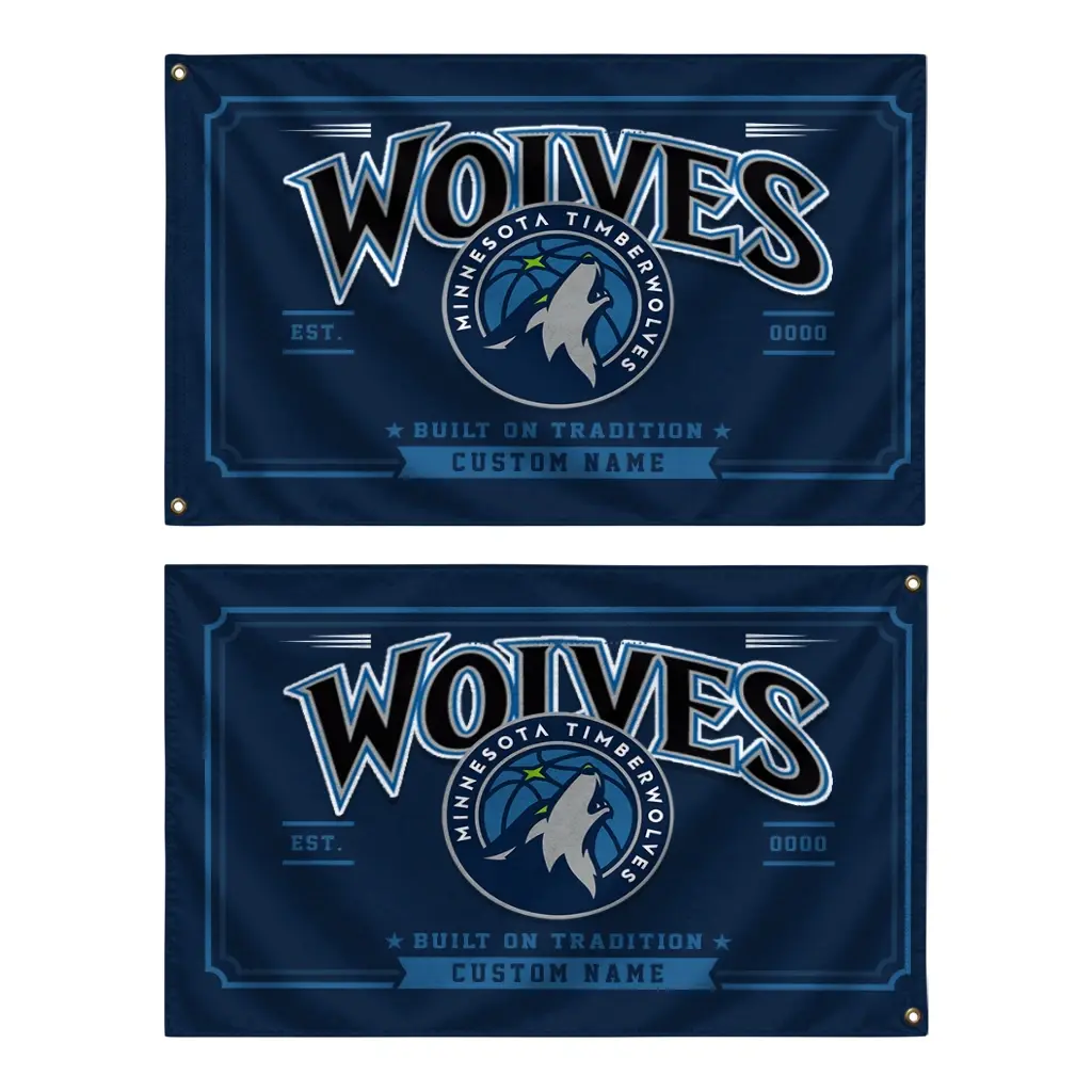 Minnesota Timberwolves House Flag Custom Ornate Border Midnight Blue Fashion Forward Minnesota Timberwolves House Flag Custom Ornate Border Midnight Blue Fashion Forward