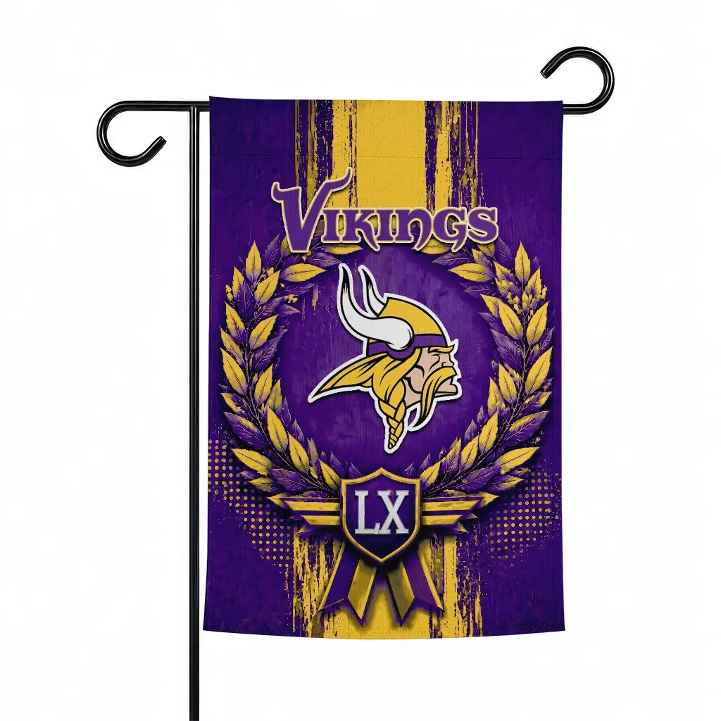 Minnesota Vikings Garden Flag Custom Laurel Wreath Purple Best Selling Minnesota Vikings Garden Flag Custom Laurel Wreath Purple Best Selling