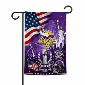 Minnesota Vikings Garden Flag - Customized Icon Collage Purple