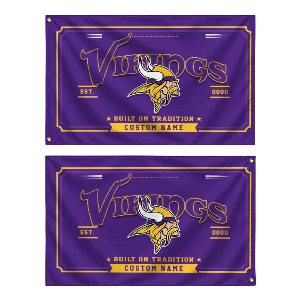Minnesota Vikings House Flag Customized Ornate Border Purple Fashion Forward Minnesota Vikings House Flag Customized Ornate Border Purple Fashion Forward