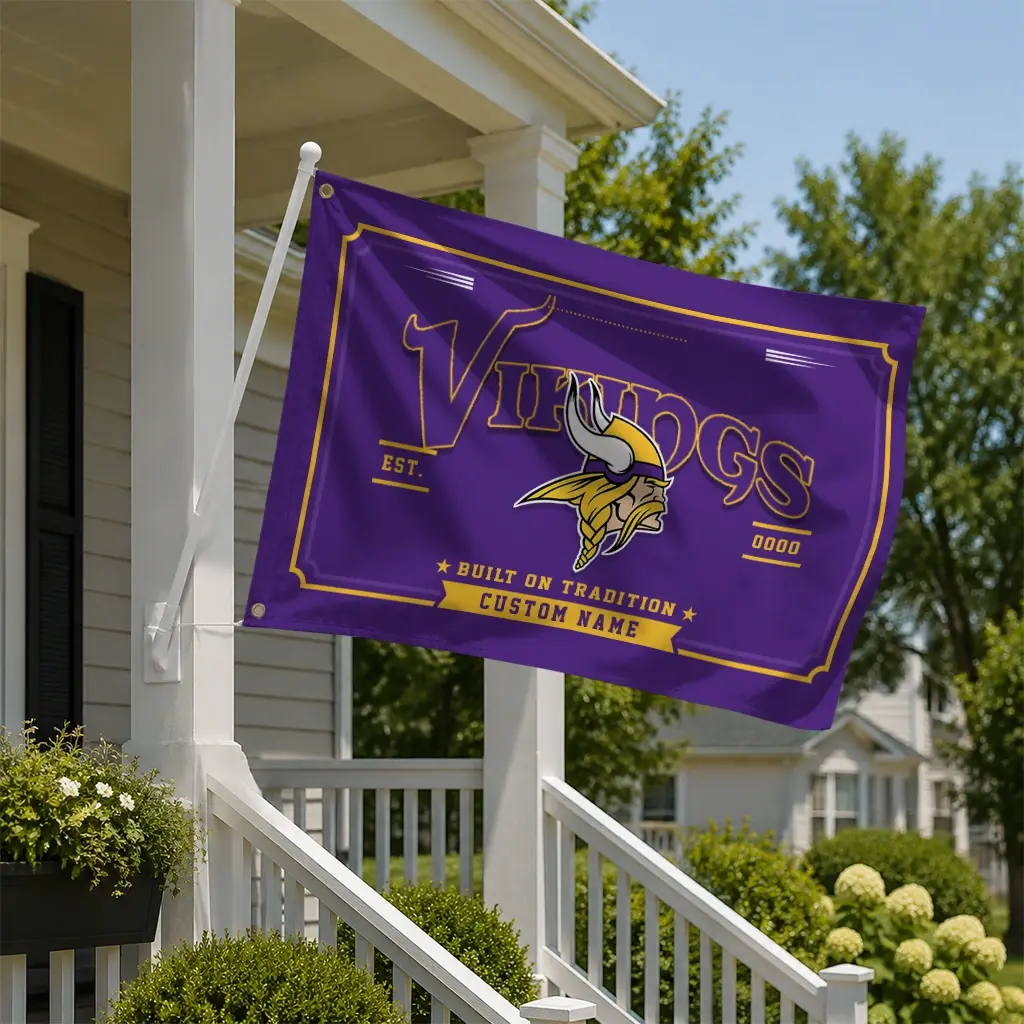 Minnesota Vikings House Flag Customized Ornate Border Purple New Arrival Minnesota Vikings House Flag Customized Ornate Border Purple New Arrival