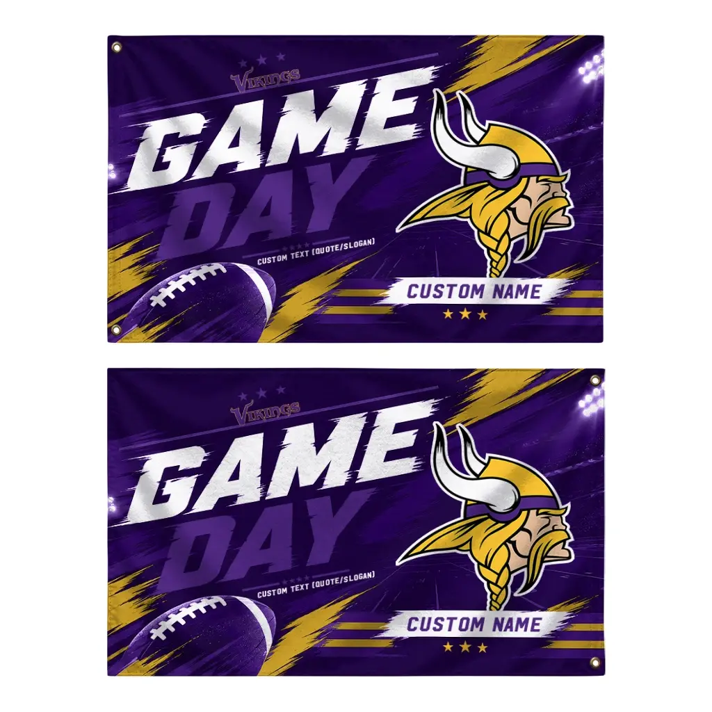 Minnesota Vikings House Flag Personalized Action Streaks Purple Fashion Forward Minnesota Vikings House Flag Personalized Action Streaks Purple Fashion Forward