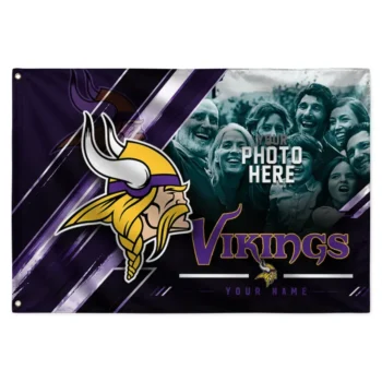 Minnesota Vikings House Flag Personalized Diagonal Stripes Purple Best Selling