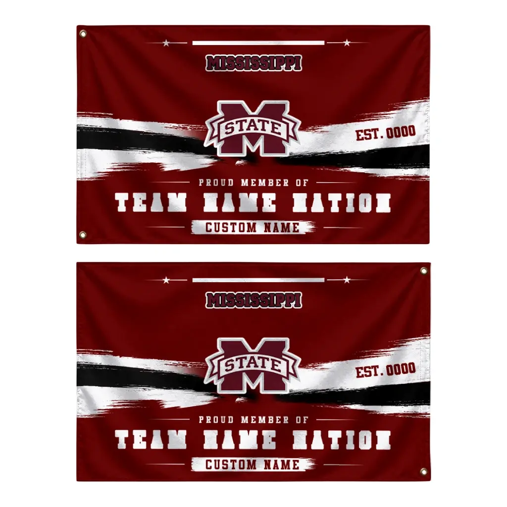 Mississippi State Bulldogs House Flag Custom Brushed Streaks Maroon Fashion Forward Mississippi State Bulldogs House Flag Custom Brushed Streaks Maroon Fashion Forward