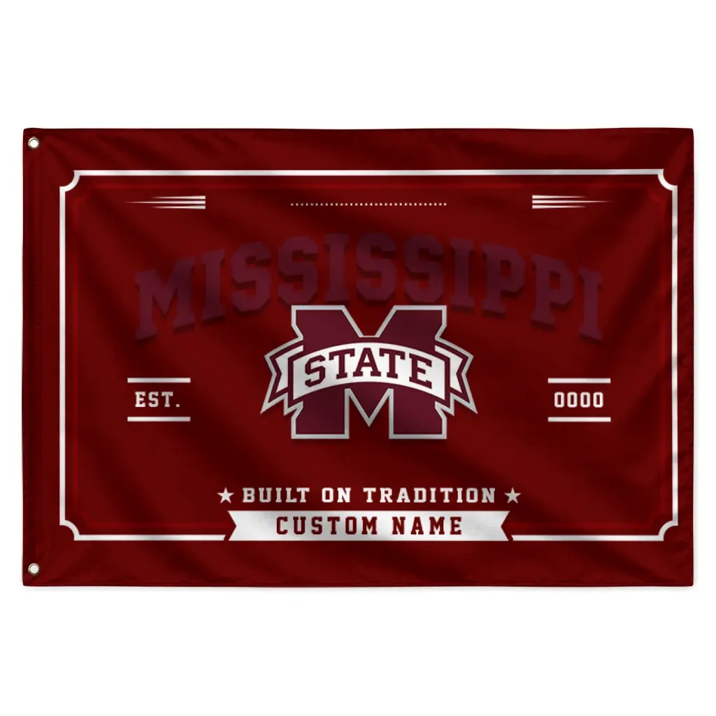 Mississippi State Bulldogs House Flag Custom Ornate Border Maroon Best Selling Mississippi State Bulldogs House Flag Custom Ornate Border Maroon Best Selling