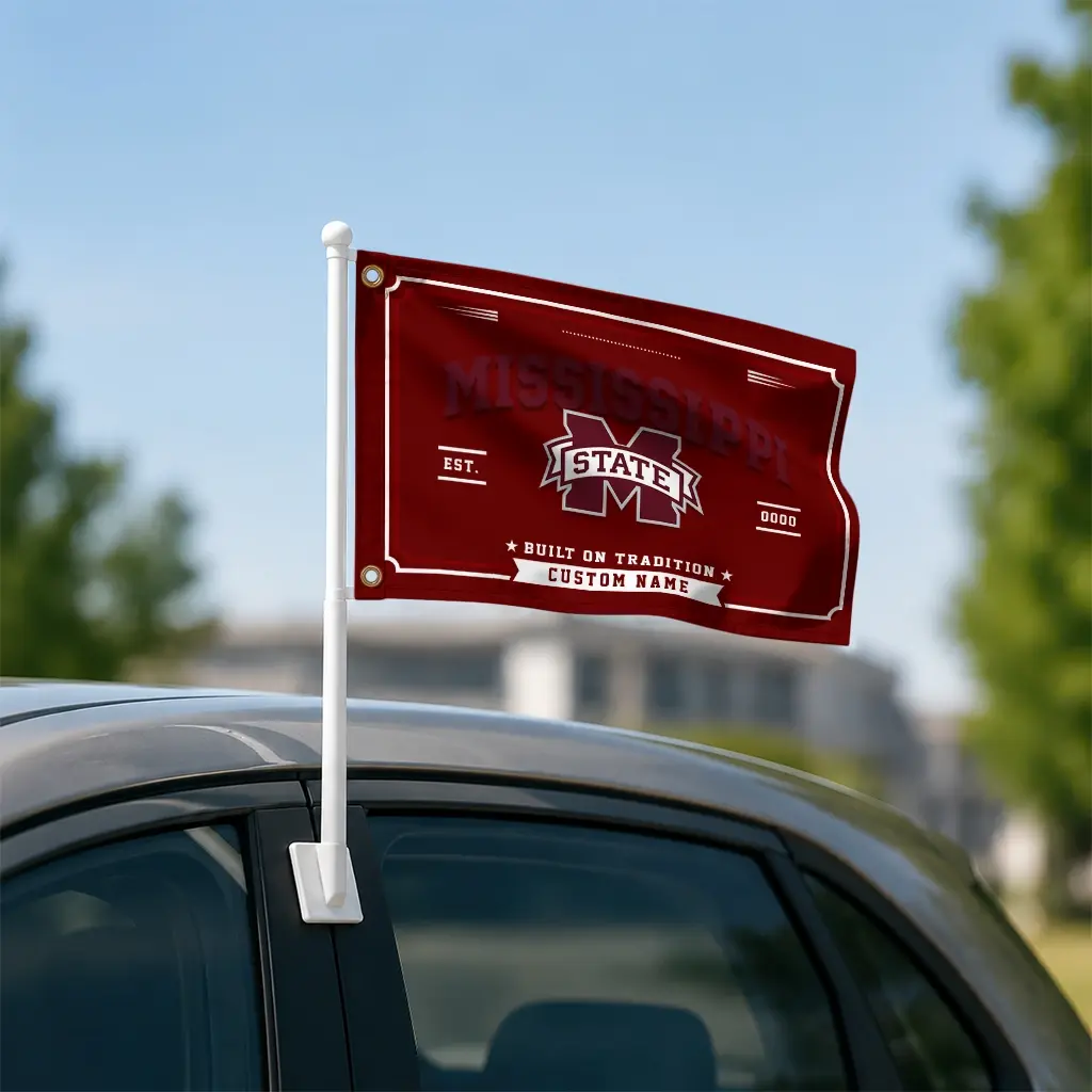 Mississippi State Bulldogs House Flag Custom Ornate Border Maroon Latest Model Mississippi State Bulldogs House Flag Custom Ornate Border Maroon Latest Model