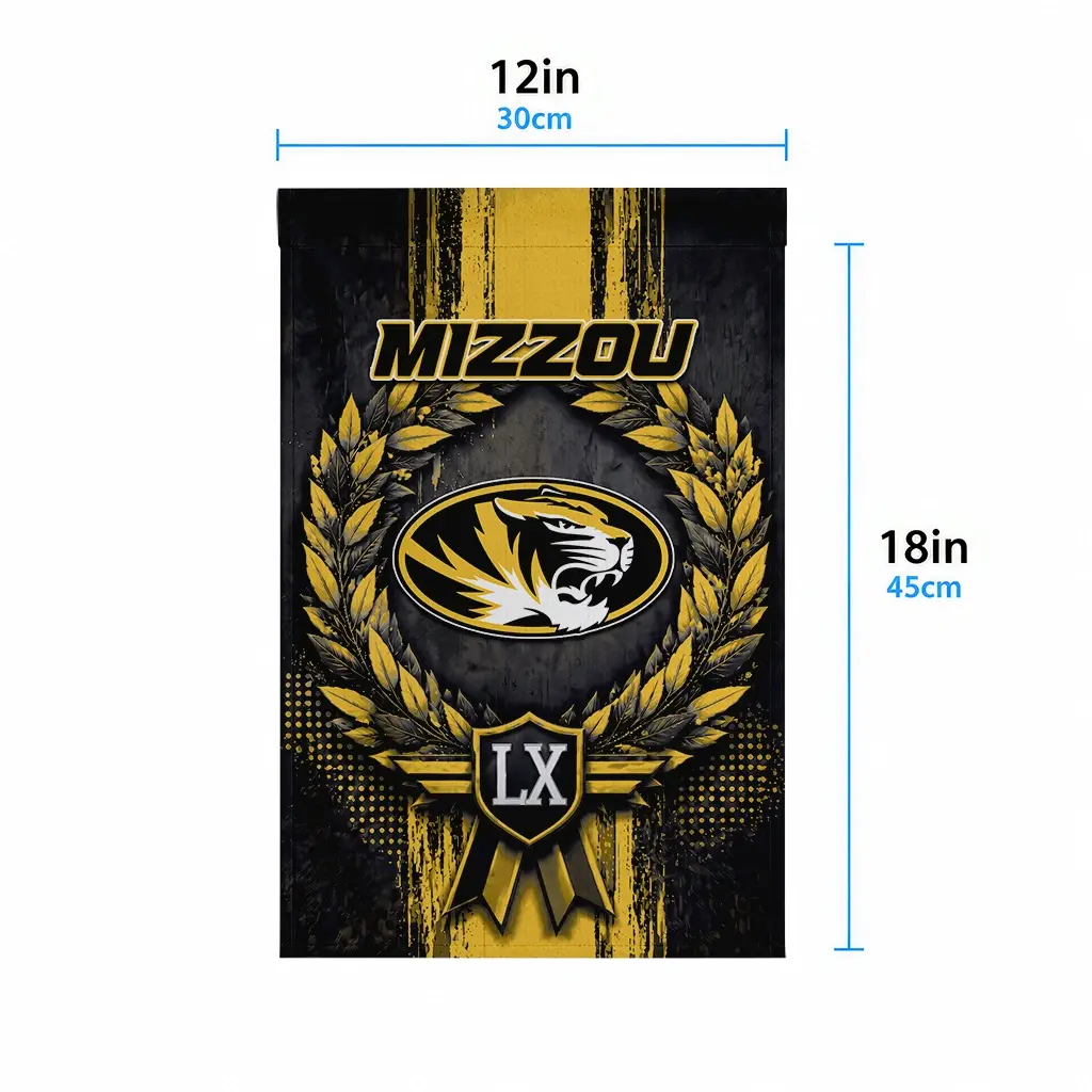 Missouri Tigers Garden Flag Custom Laurel Wreath Black High Quality Missouri Tigers Garden Flag Custom Laurel Wreath Black High Quality