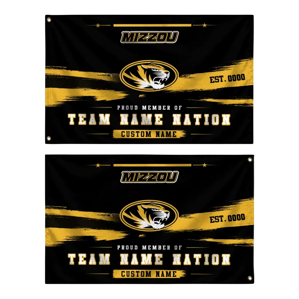 Missouri Tigers House Flag Customized Brushed Streaks Black Fashion Forward Missouri Tigers House Flag Customized Brushed Streaks Black Fashion Forward