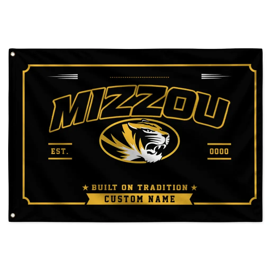 Missouri Tigers House Flag Customized Ornate Border Black Best Selling Missouri Tigers House Flag Customized Ornate Border Black Best Selling