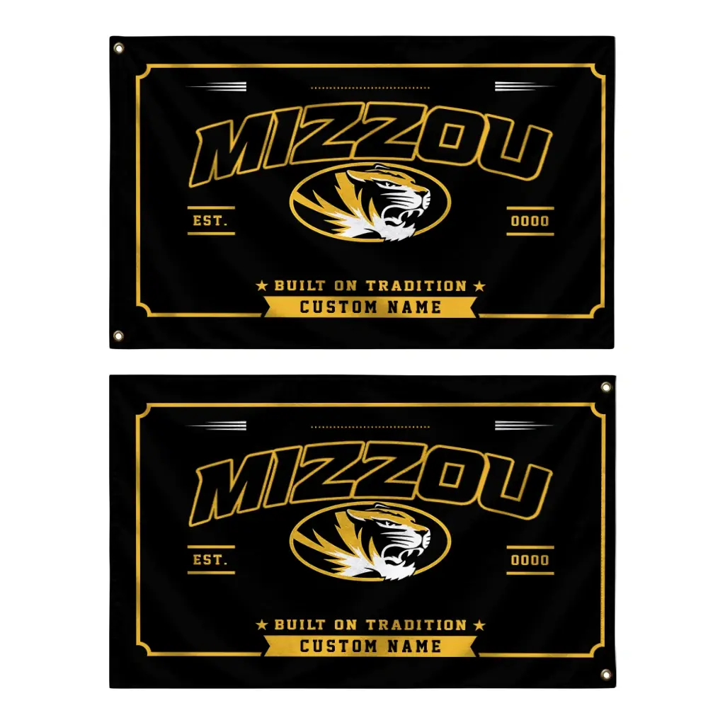 Missouri Tigers House Flag Customized Ornate Border Black Fashion Forward Missouri Tigers House Flag Customized Ornate Border Black Fashion Forward