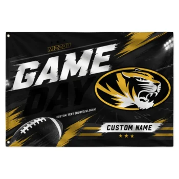 Missouri Tigers House Flag Personalized Action Streaks Black Best Selling